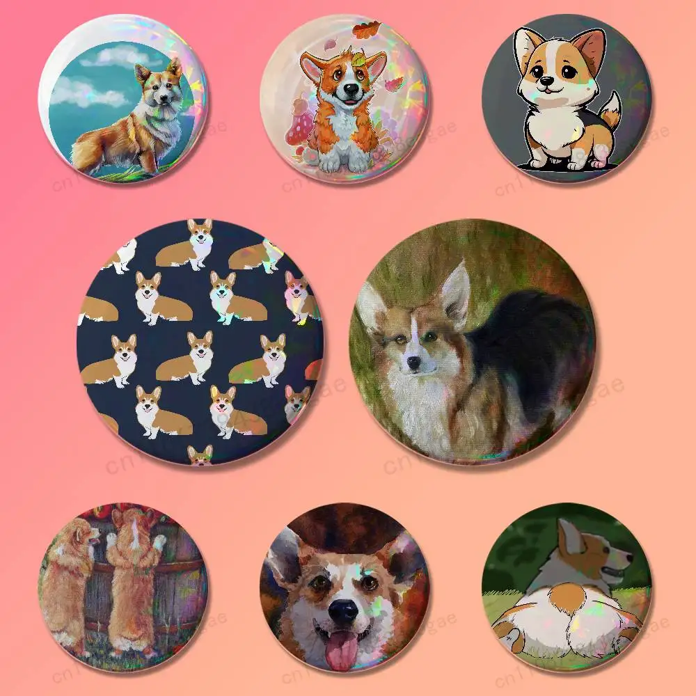 

Corgi Dog Cartoon Badges 25 32 44 58 75 mm Brooch Fashion Jewelry Decor Clothes Hat Accessories Badge Lover Gifts