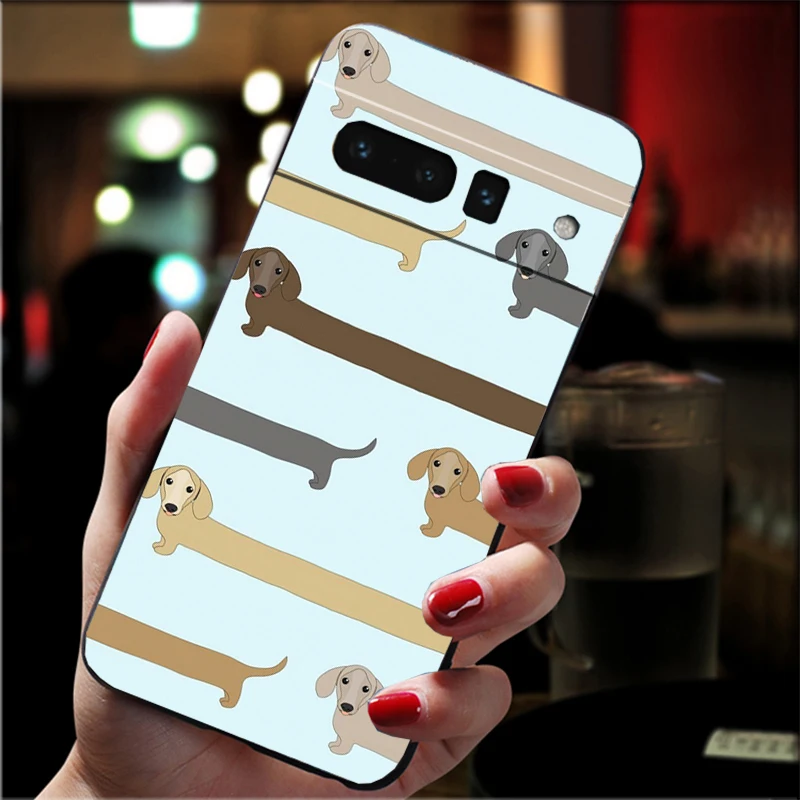 Capa de telefone para google pixel 10 9 pro xl 9a 8 7 6 pro pixel 8a 7a 6a pixel 8 7 6 5 bonito dos desenhos animados dachshund cão