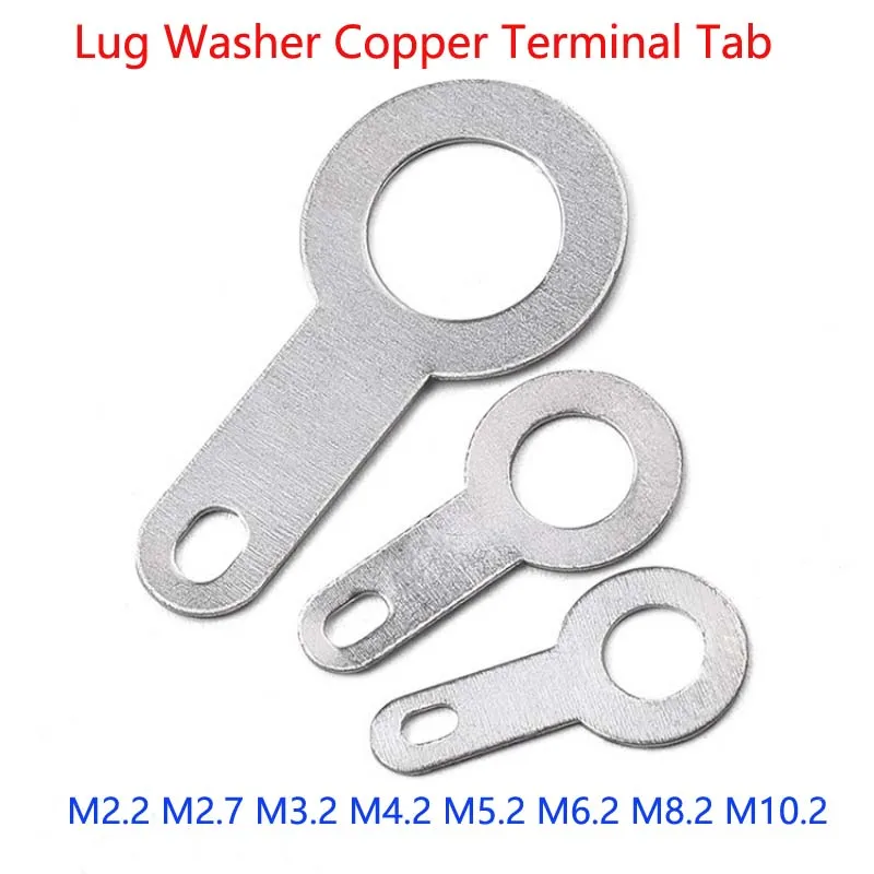 Silver-plated Copper Solder Tab Single-end Solder Tab Lug Washer Copper Terminal Tab M2.2 M2.7 M3.2 M4.2 M5.2 M6.2 M8.2 M10.2