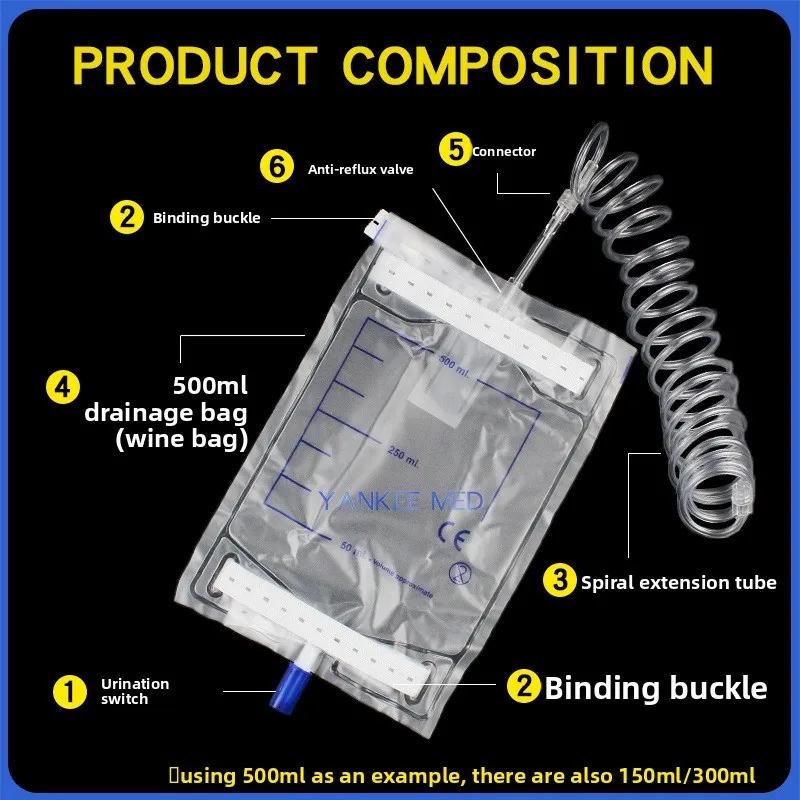 Sac de collecte d'urine pour animaux domestiques, chat, chien, 10 pièces, 150/300/500ml, drainage par cathéter jetable avec tube d'extension