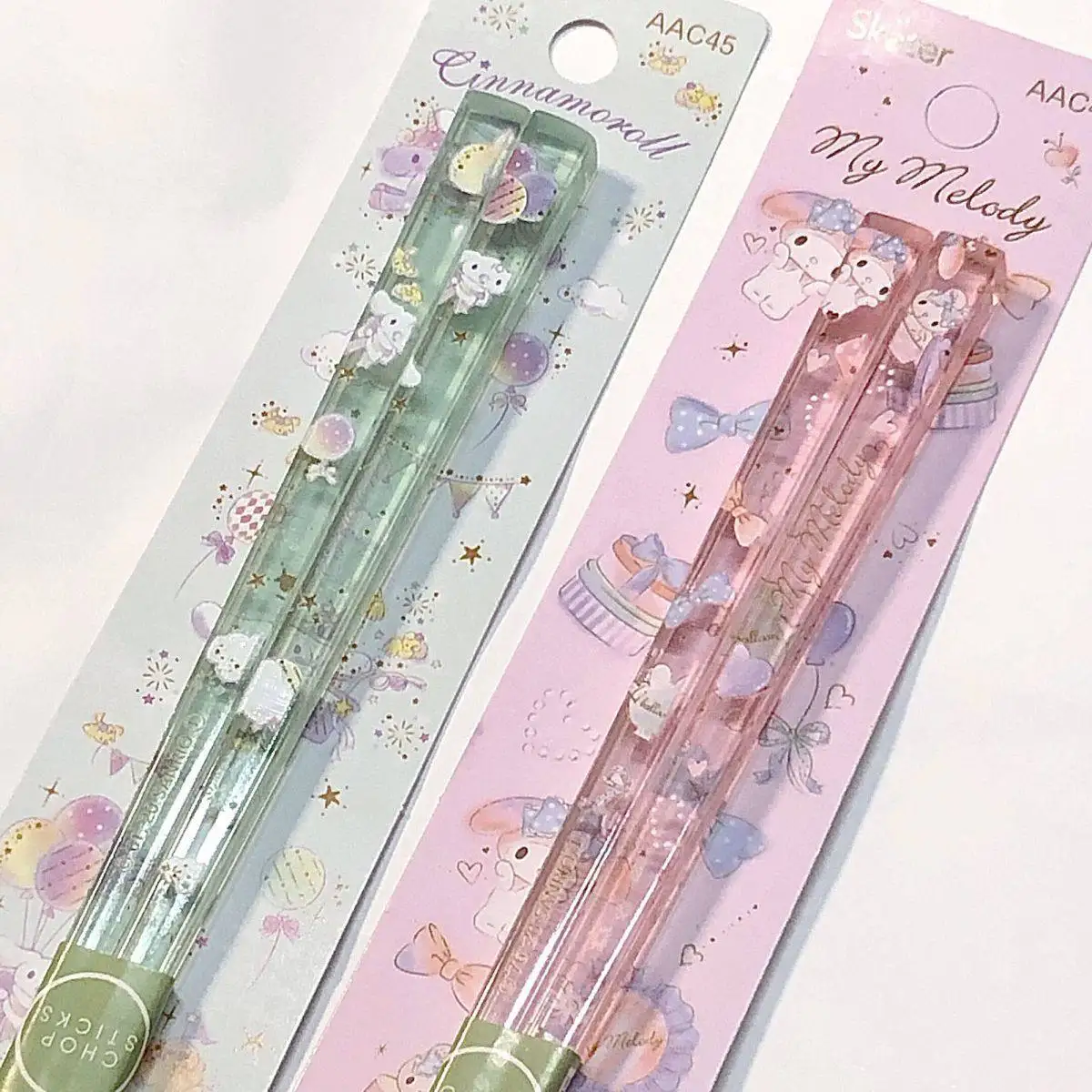Baguettes Aniem Cinnamoroll My Melody en acrylique cristallin, mignonnes, antidérapantes, transparentes, stérilisables, portables, anti-moisissure