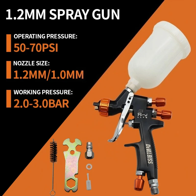 SRl HVLP Spray Gun 0.8/1.0/1.2mm Nozzle Size Can Choose 250CC Tank Air Spray Gun Mini Sprayer For Car Repair Paint Gun view 4