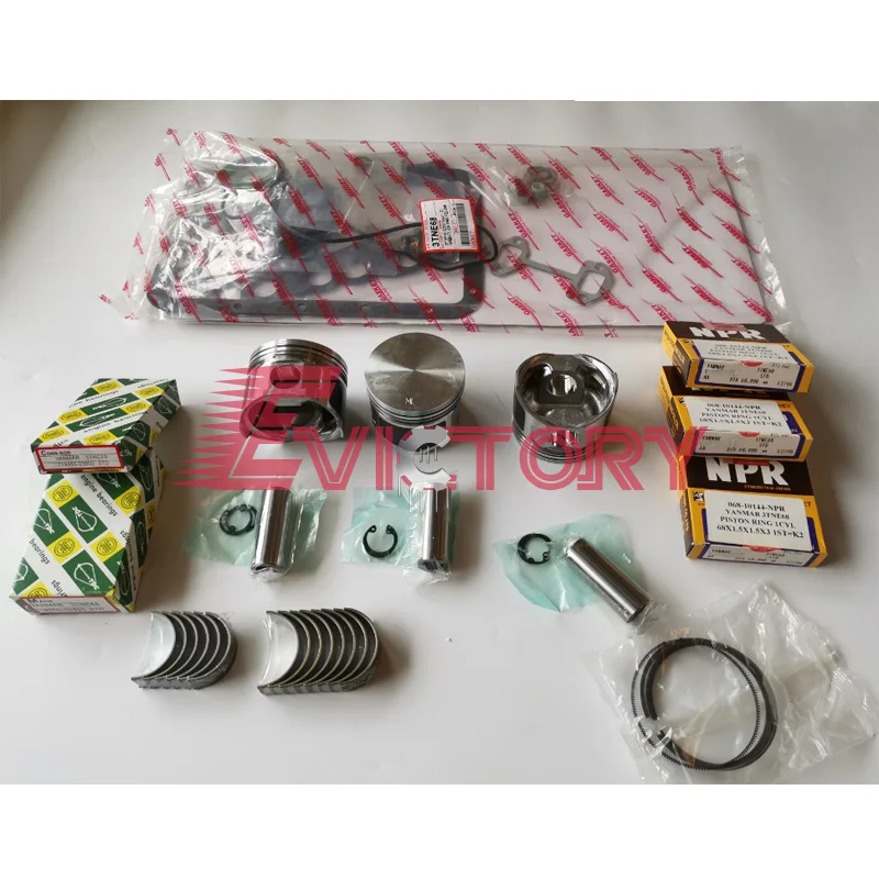 For YANMAR tractor engine 3TNE68 piston ring water pump complete gasket kit crankshaft conrod bearing set