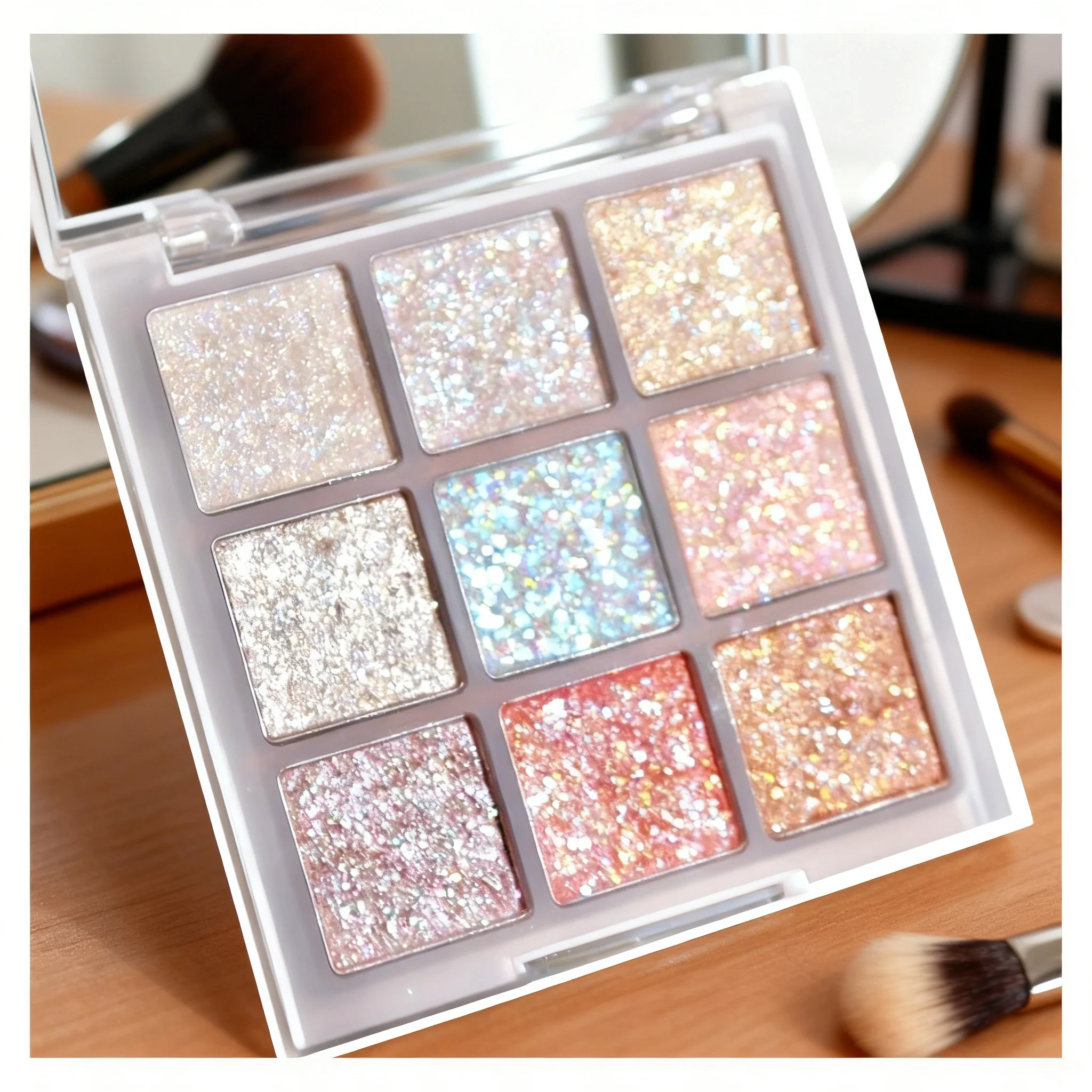 1/2/3PCS 9Colors Glitter Eyeshadow Palette Earth Color Pearlescent Eye Shadow Shimmer Highlights Sparkling Sequin Blue Purple Ey