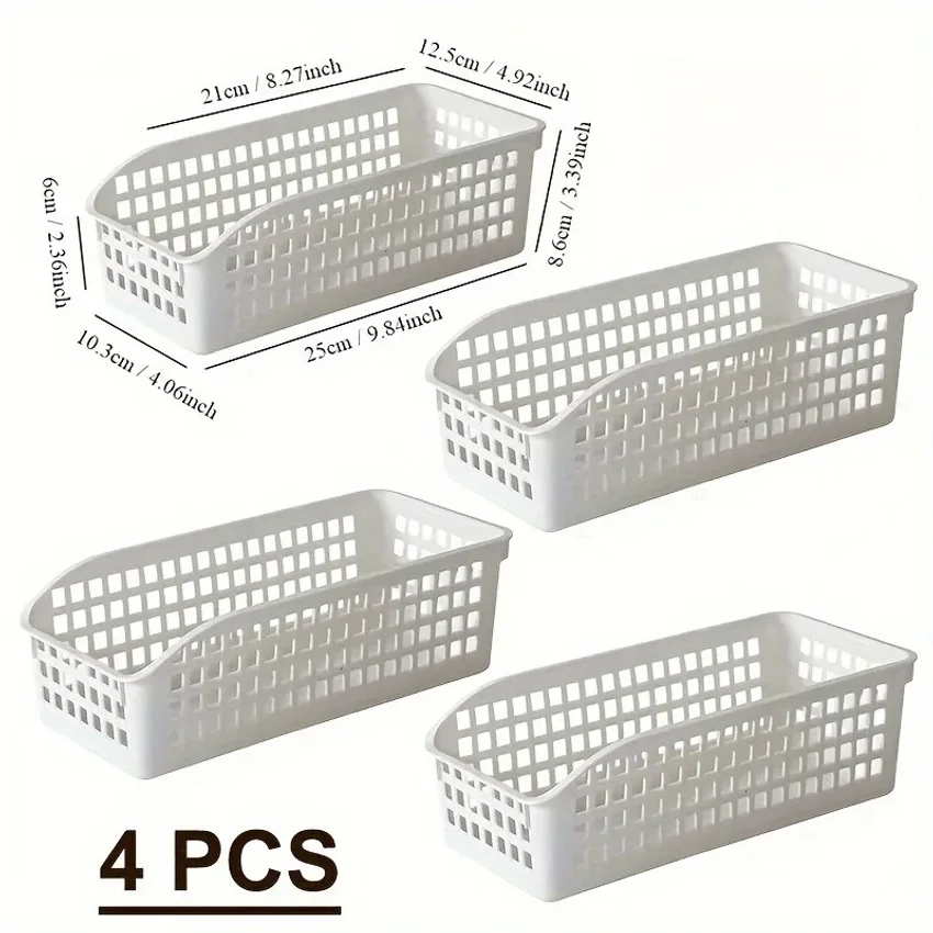 

4pcs Stackable Storage Basket Set-Multifunctional Plastic Storage Box,Suitable for Books, Snacks,etc.Ideal Choice for Family