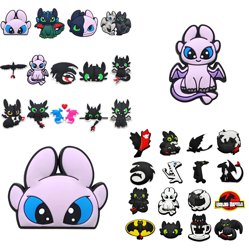 

14-16pcs/set Dragon Shoe Charms Cute Cartoon Shoes Accessories Fit Clogs sandal Garden Shoe Decorations Buckle for kids Gifts