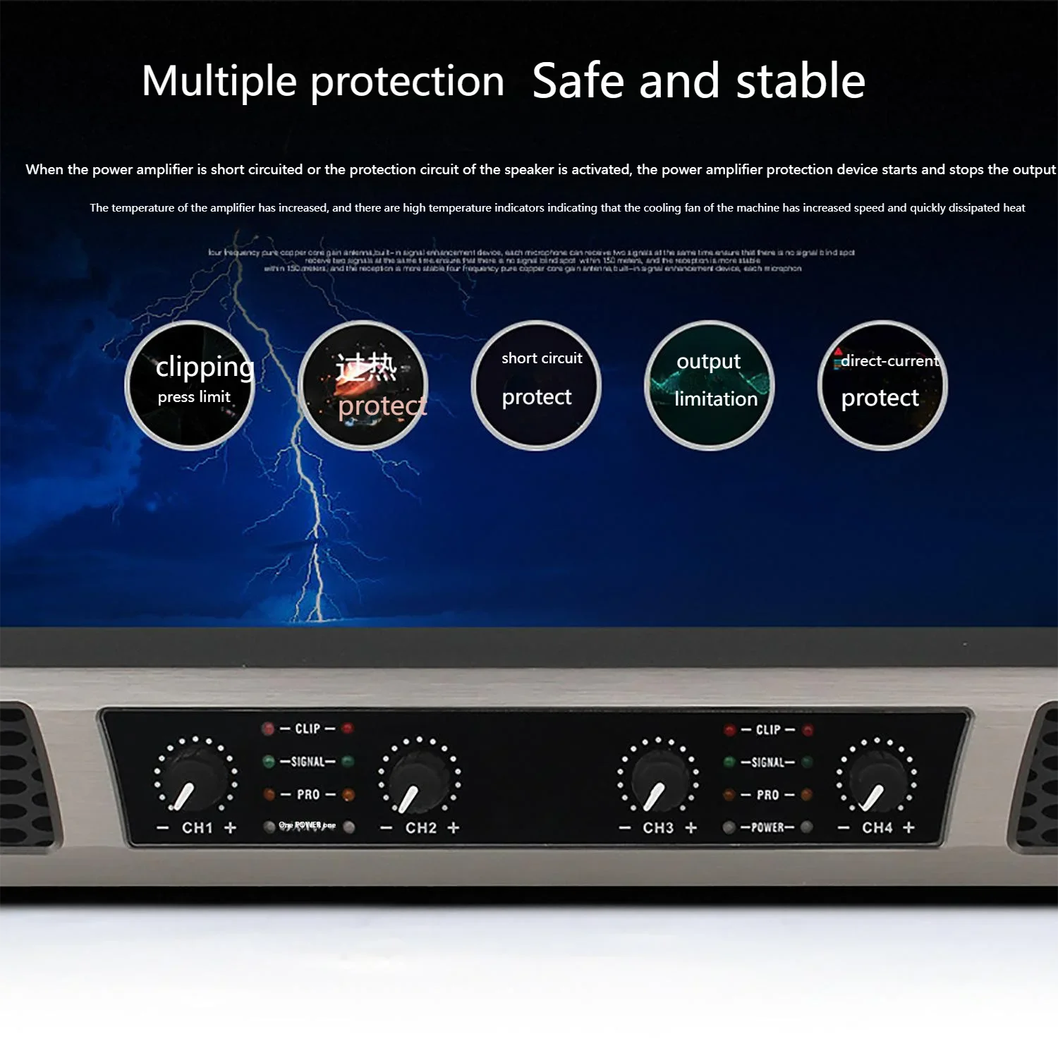 600*2W Power Amplifier 110/220V Digital High Fidelity Sound Quality 1U Power Amplifier High Power Professional Audio Amplifier