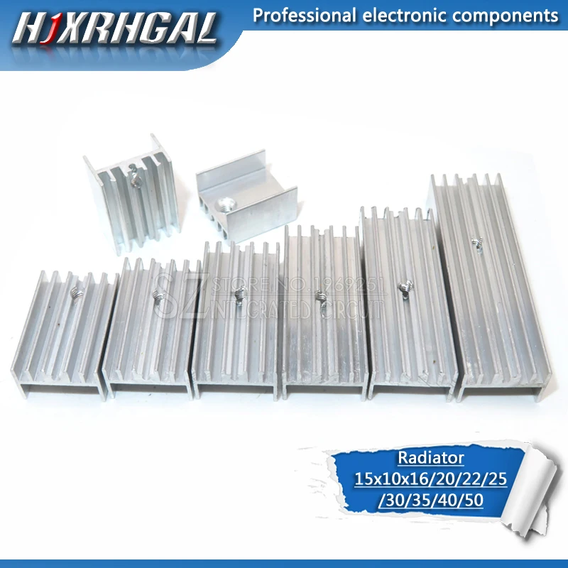 10pcs Aluminum Heatsink Radiator 15*10*16/20/22/25/30/40/50mm Transistor TO-220 hjxrhgal For Transistors TO220 white HJXRHGAL