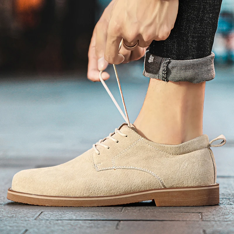 derby shoe Oxford Men Shoes lace up Suede Leather Spring Autumn Casual Men Shoes outdoor fashion Male Dress Shoes