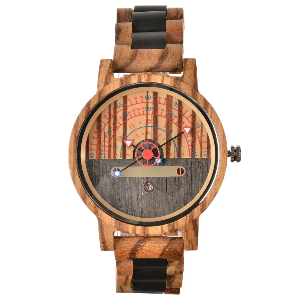 Montre en bois à quartz tendance pour homme, concept unique, montre en bois personnalisée, montre élégante
