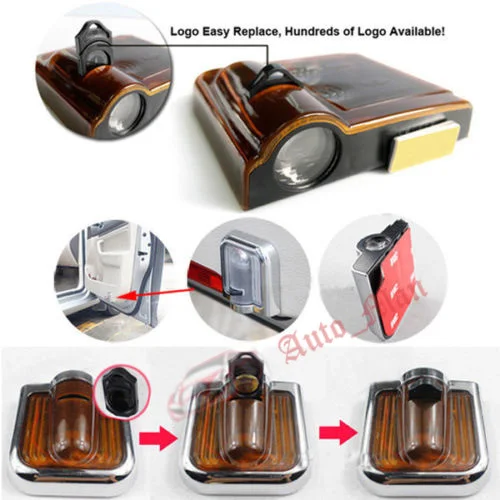 2Pcs Your Customized Logo 13mm Films for Car Door Wireless Cigarette Logo Light & Projector Logo Light