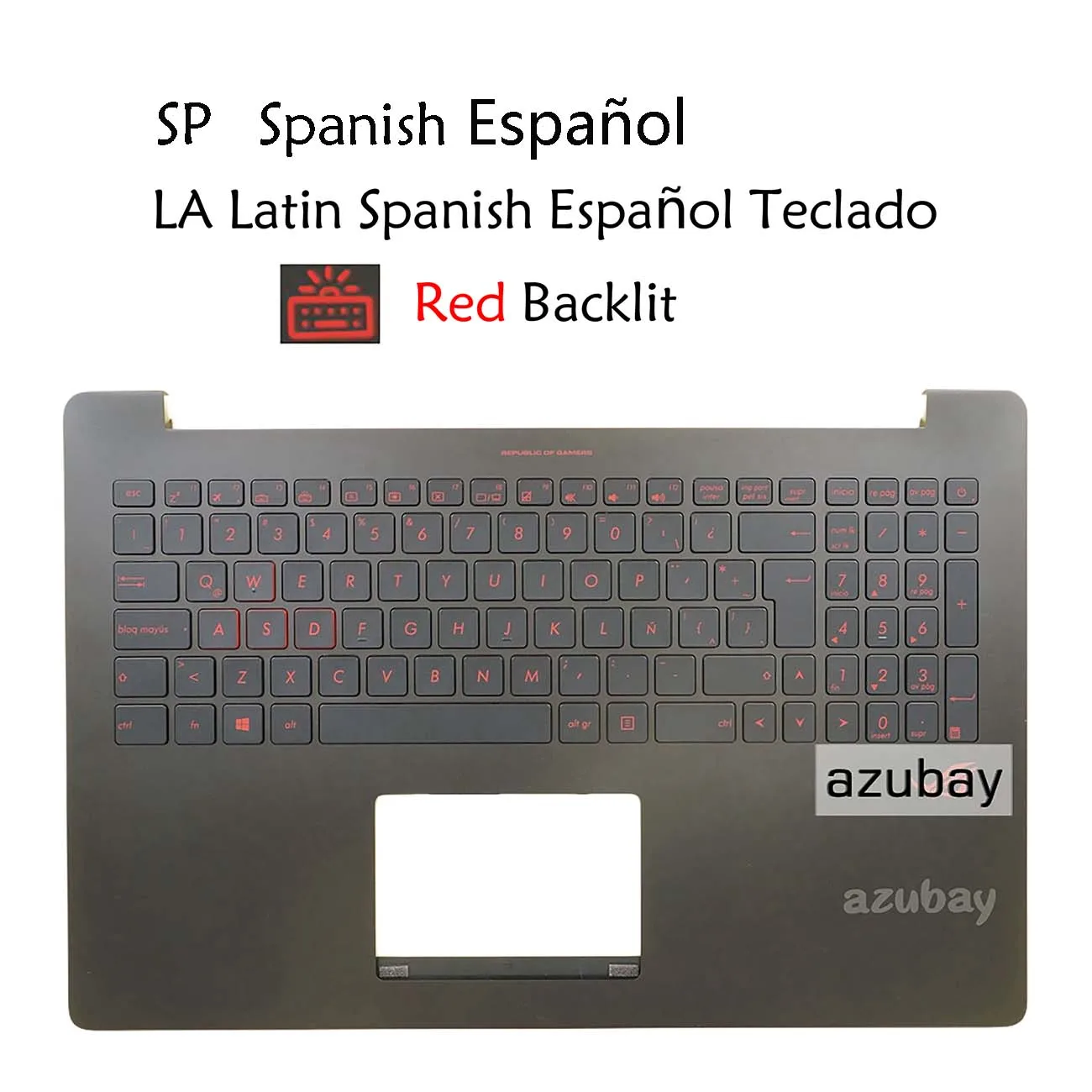 

Чехол для упора для рук с испанской клавиатурой LA для Asus ROG G501J UX501JW N501J G501JW BK5 NSK-USMLQ 0KNB0-662ELA00 0KNB0-662ESP0 с красной подсветкой