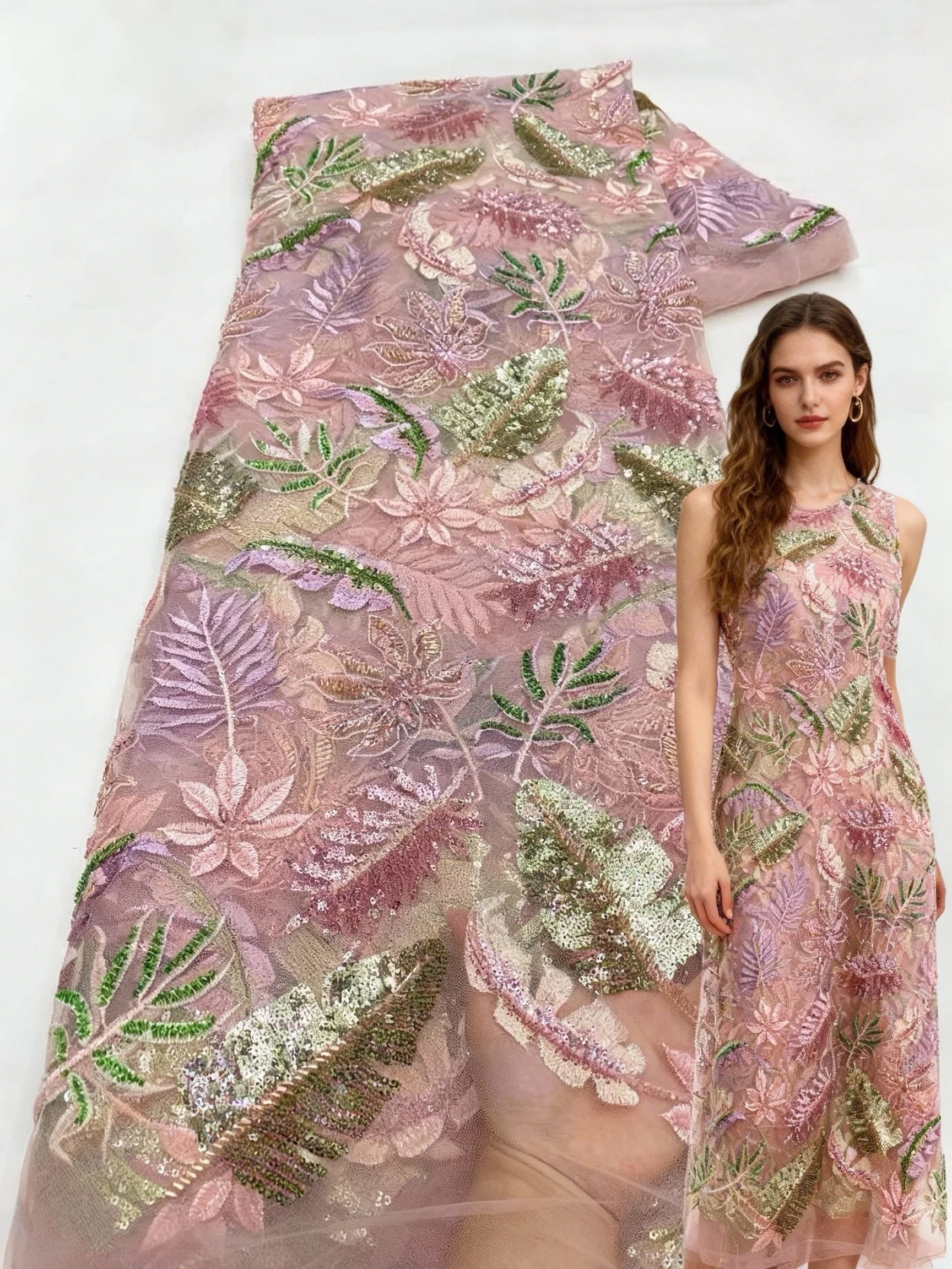 

Африканская кружевная ткань с блестками, 2026, высокое качество, нигерийский французский тюль, кружевная ткань с блестками для шитья свадебных платьев