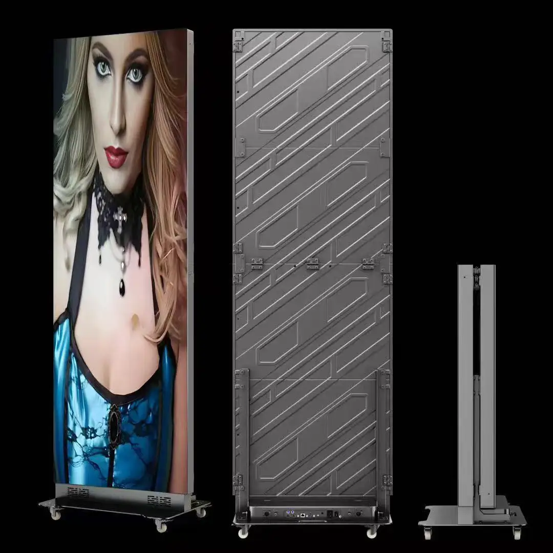 P1.6-P3 Vertical LED Poster Screen Wireless 4G WiFi Movable Shop Advertising Display Panel