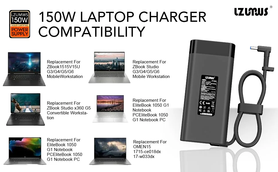 150 W 19,5 V 7,7 A AC Laptop Netzteil Ladegerät Für HP Zbook/Studio G3 G4 G5 G6 OMEN 15 17 Pavilion Gaming 15 17 Laptop Versorgung – Detail 9