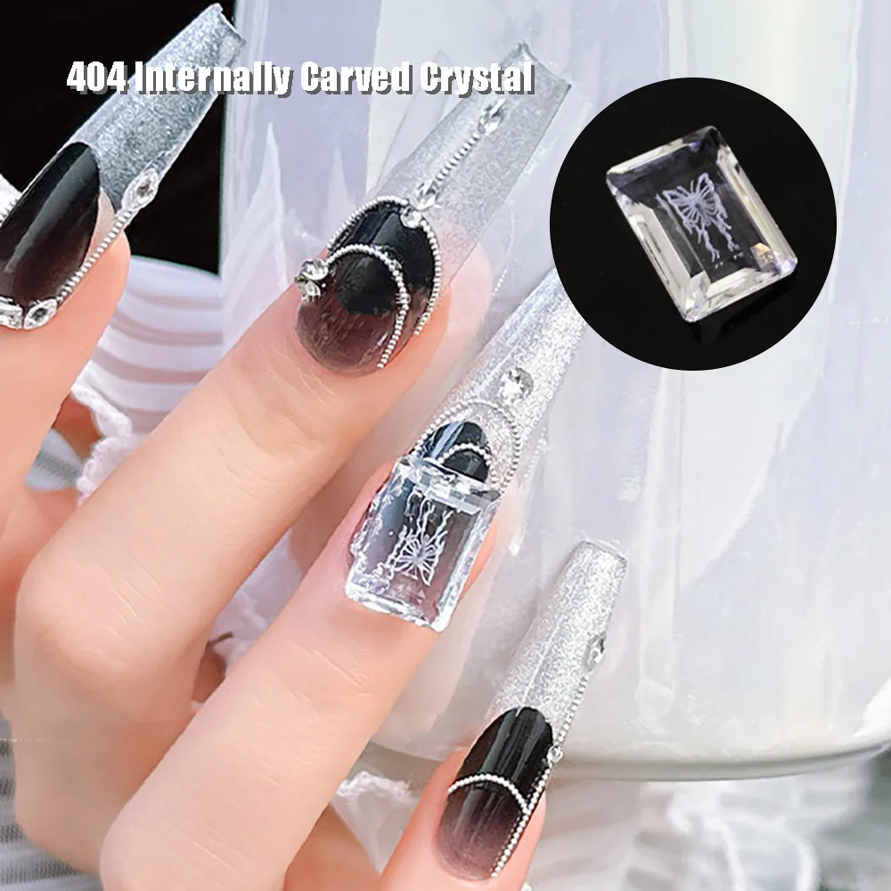 -10x14mm Fossil- Inside Carving Rectangle Crystals Transparent Snowflake Butterfly Dragon Rose Glass Diamonds DIY Gemstones 404s