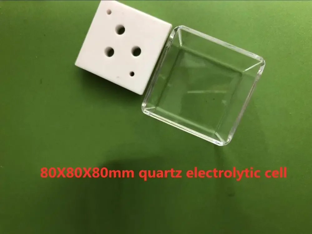 80*80*80mm quartz electrolytic cell quartz electrolytic tank square quartz groove PTFE cover electrochemical tank