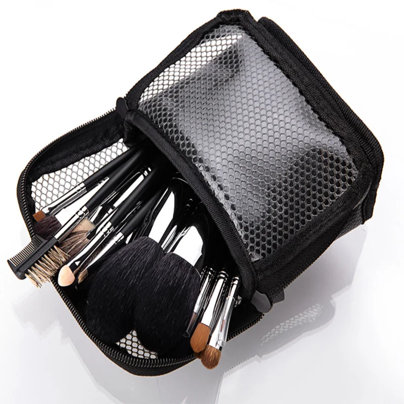 Makeup Brushes Storage Bag Eyebrow Pencil Organizer  Women Toiletry Bag Stand Cosmetic Bag Net Zipper MakeupTools Storage Pouch