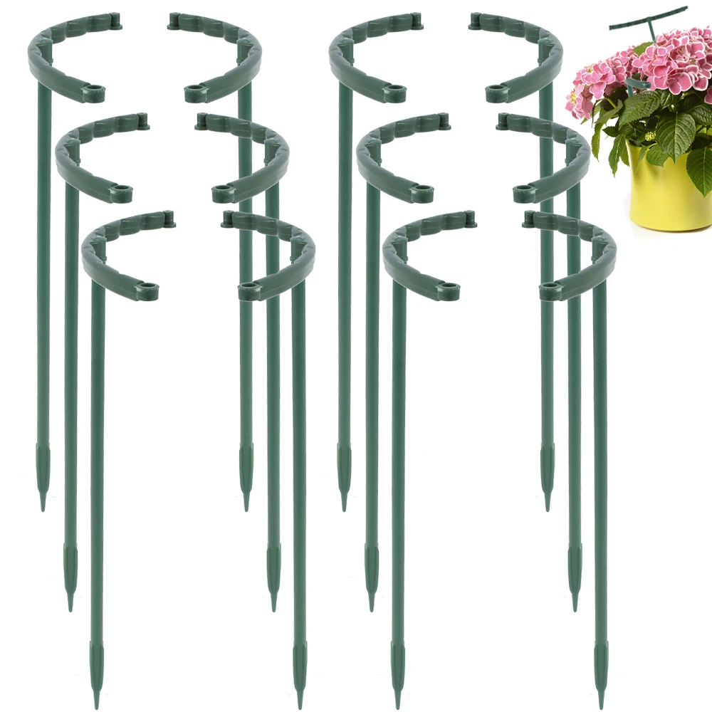 12Pcs Half Round Plant Support Stake, Garden Flowers Plastic Ring Support Ring Cage for Tomato Roses Vine Plant Support Cage