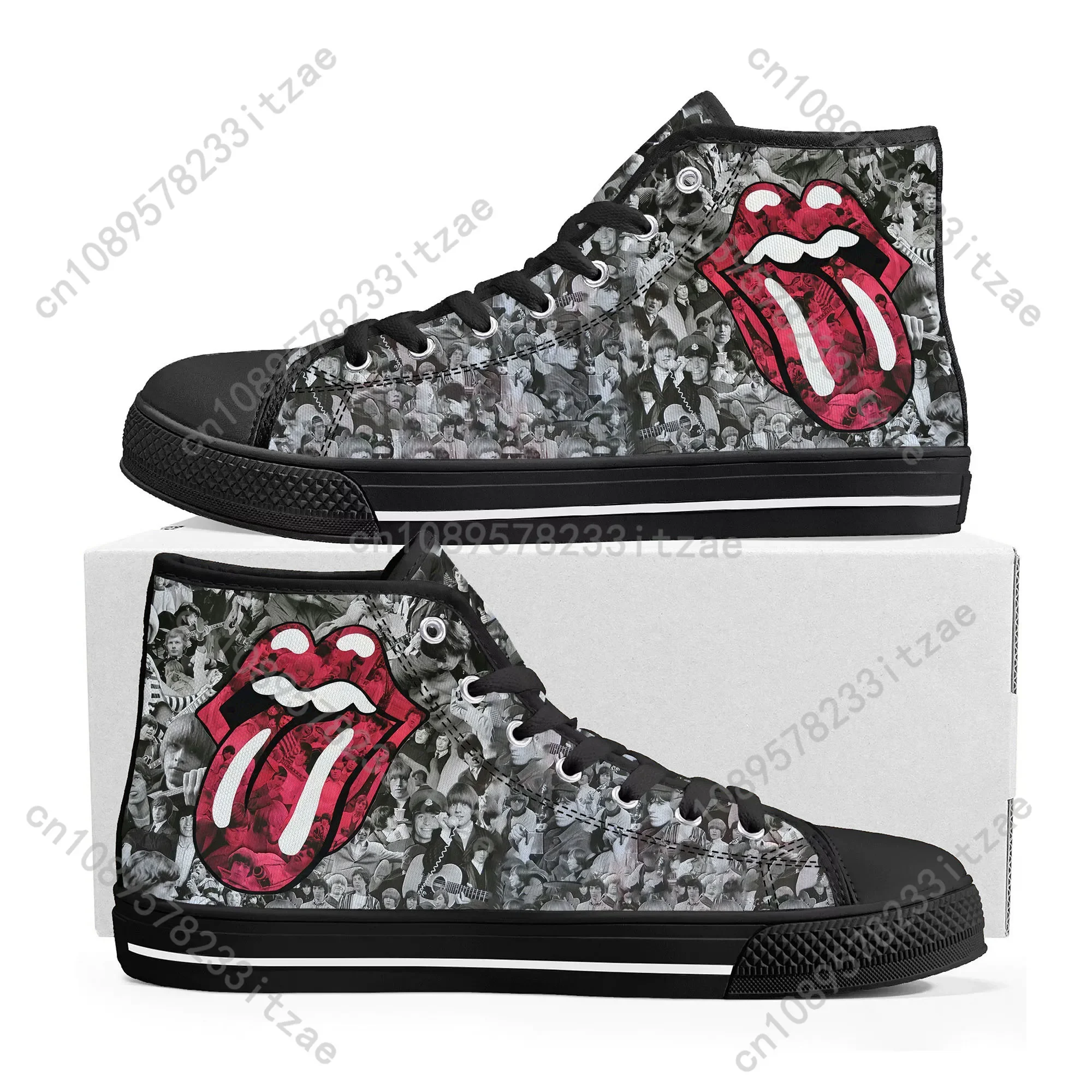 

Rock Band The Roll Stone High Top Sneakers Mens Womens Teenager High Quality Canvas Sneaker Casual Couple Shoes Custom Shoe