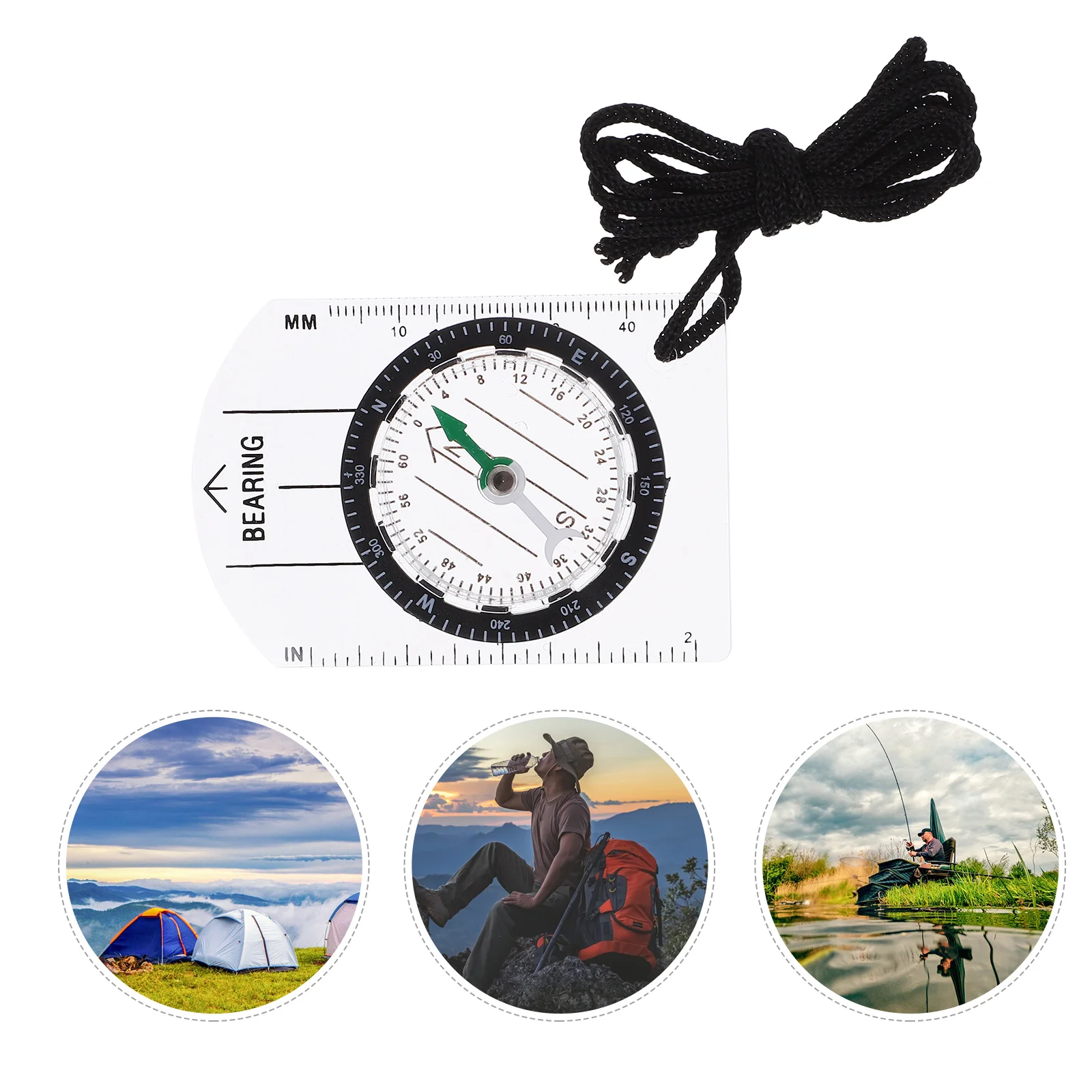 4-delig buitenkompaszak klein navigatie survival voet kamperen acryl reizen