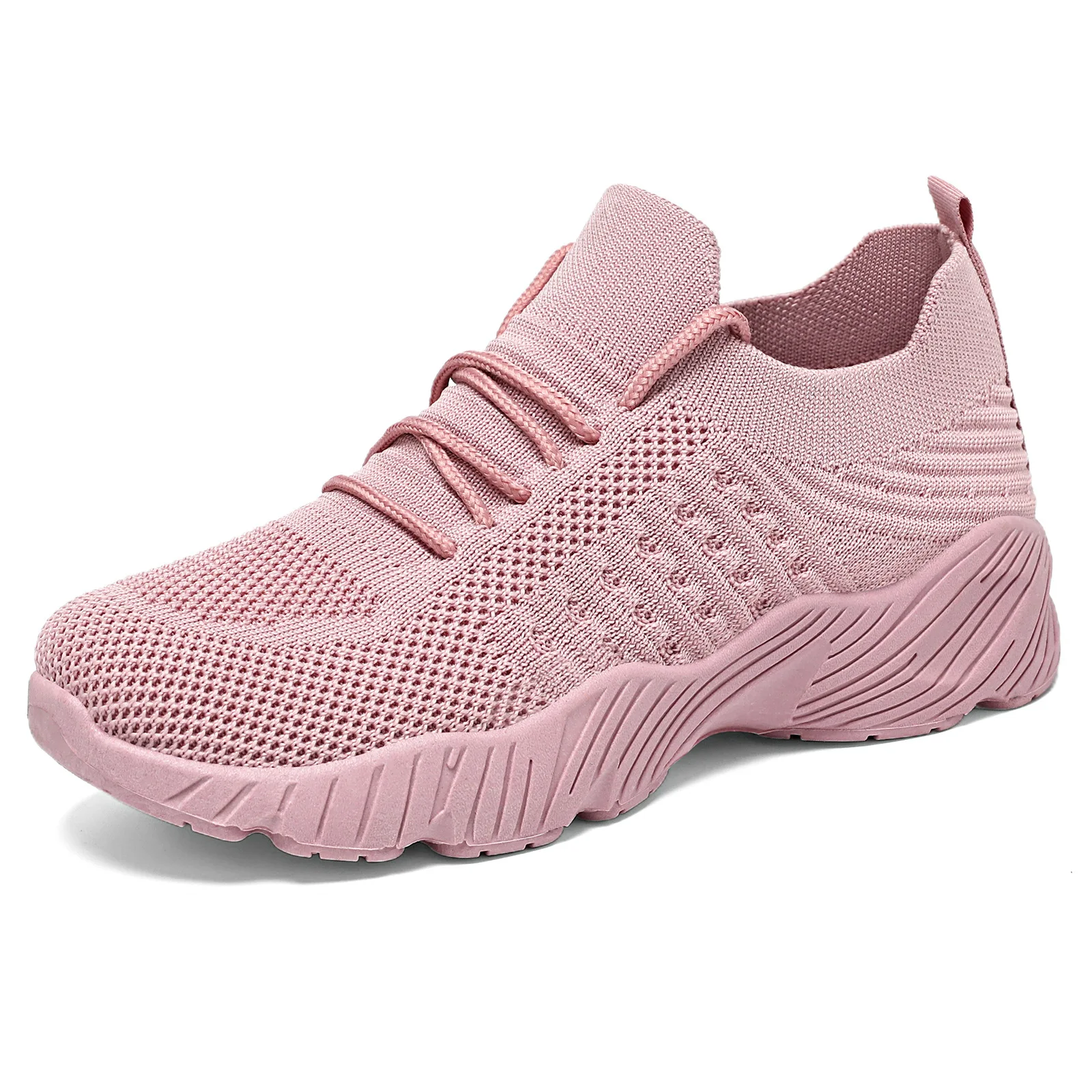 

High quality Women Breathable Fabric Running Shoes Lightweight Solid Color Pink Casual Sports Shoes Fashionable And Trendy Spo