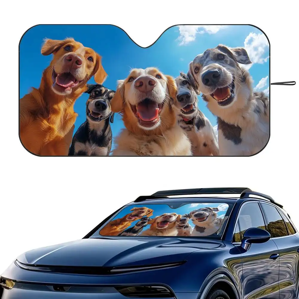 

Автомобильный солнцезащитный козырек с милой собакой, лобовое стекло, складной трехслойный изоляционный солнцезащитный козырек от присоски, блоки УФ-лучей, солнце