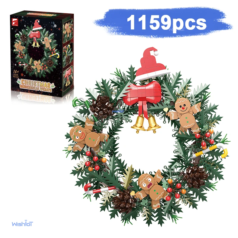 11029 corona navideña, 1159 Uds., ramo de flores, bricolaje, bloques de construcción de piezas pequeñas, modelo MOC, juguetes de ensamblaje técnico para niños, regalos