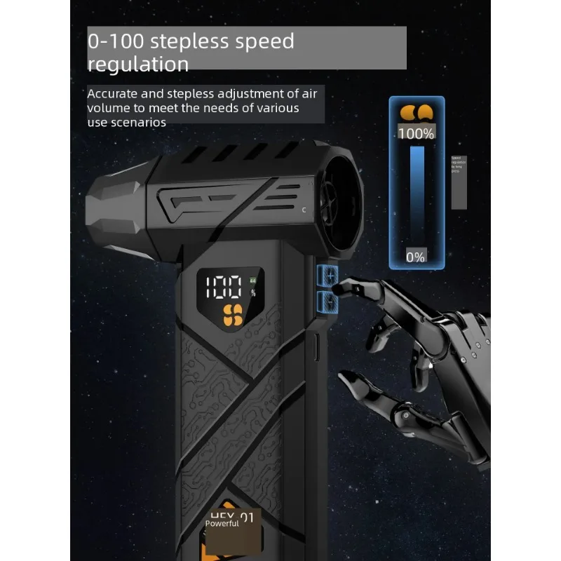 مروحة عنيفة قوية 99WRPM منفاخ هواء توربو عالي السرعة بدون فرش 100 سرعة تنظيم منفاخ نفاث إضاءة LED #3