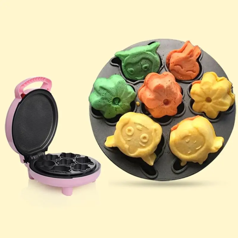 220V 전기 자동 케이크 기계 만화 와플 샌드위치 아침 식사 메이커 영국 Dropshipping