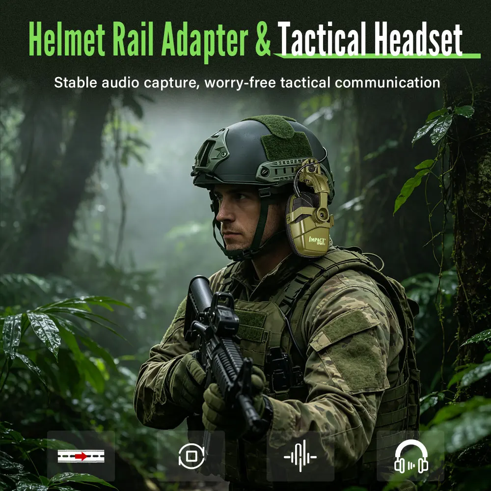 Impact Sport Electronic Shooting Headset Helmet Mounted Ver Hunting Pickup Noise Reduction Hearing Protection Tactical Headset