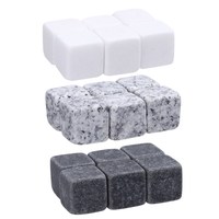 6pcs Whiskey Stones Gift Set Sipping Ice Cube Cooler Reusable Whisky Ice Stone Whisky Natural Rock Bar Wine Cooler Party Wedding