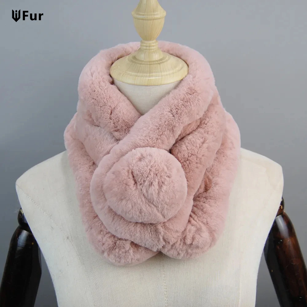 

New Winter Natural Rex Rabbit Fur Ring Scarf Women Warm Real Rex Rabbit Fur Mufflers Russian Lady Genuine Rex Rabbit Fur Scarves