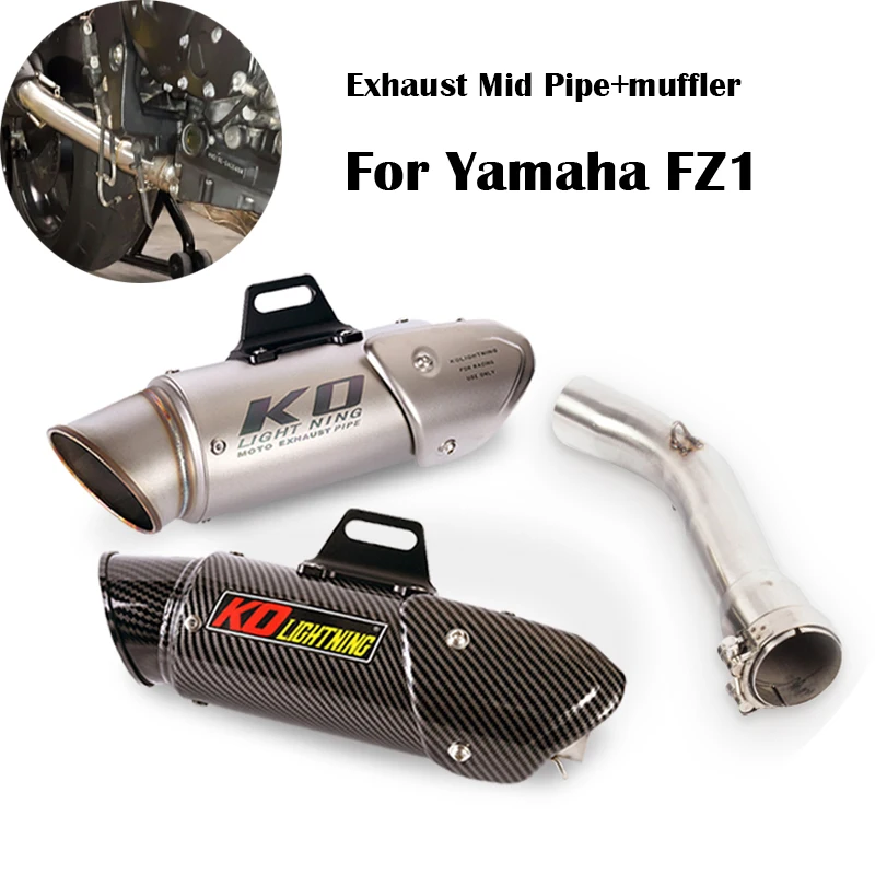 

For Yamaha FZ1 All Years Motorcycle Exhaust System 51mm Slip On Muffler Tail Pipe Middle Connect Link Tube Stainless Steel