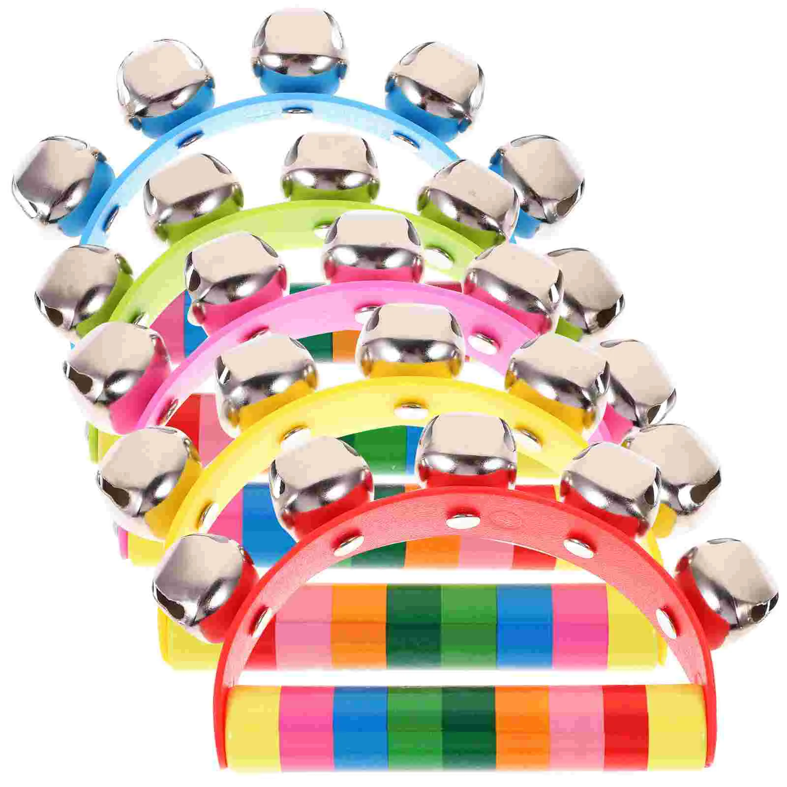 5 Pcs Toys for Toddlers Handbells Kids Jingle Musical Instrument Tambourine Wooden Baby