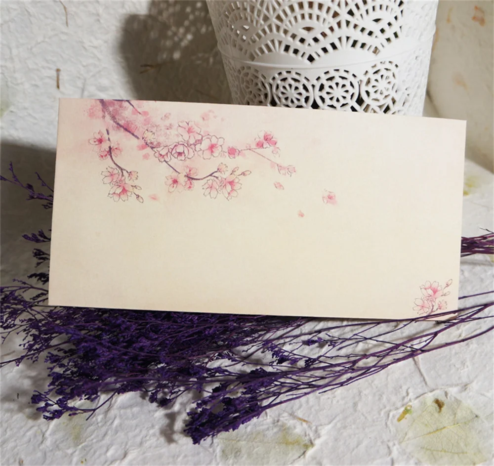 

40Pcs Chinese Style Invitation Gifts Paper Envelopes Vintage Ancient Painting Flower Storage Envelopes