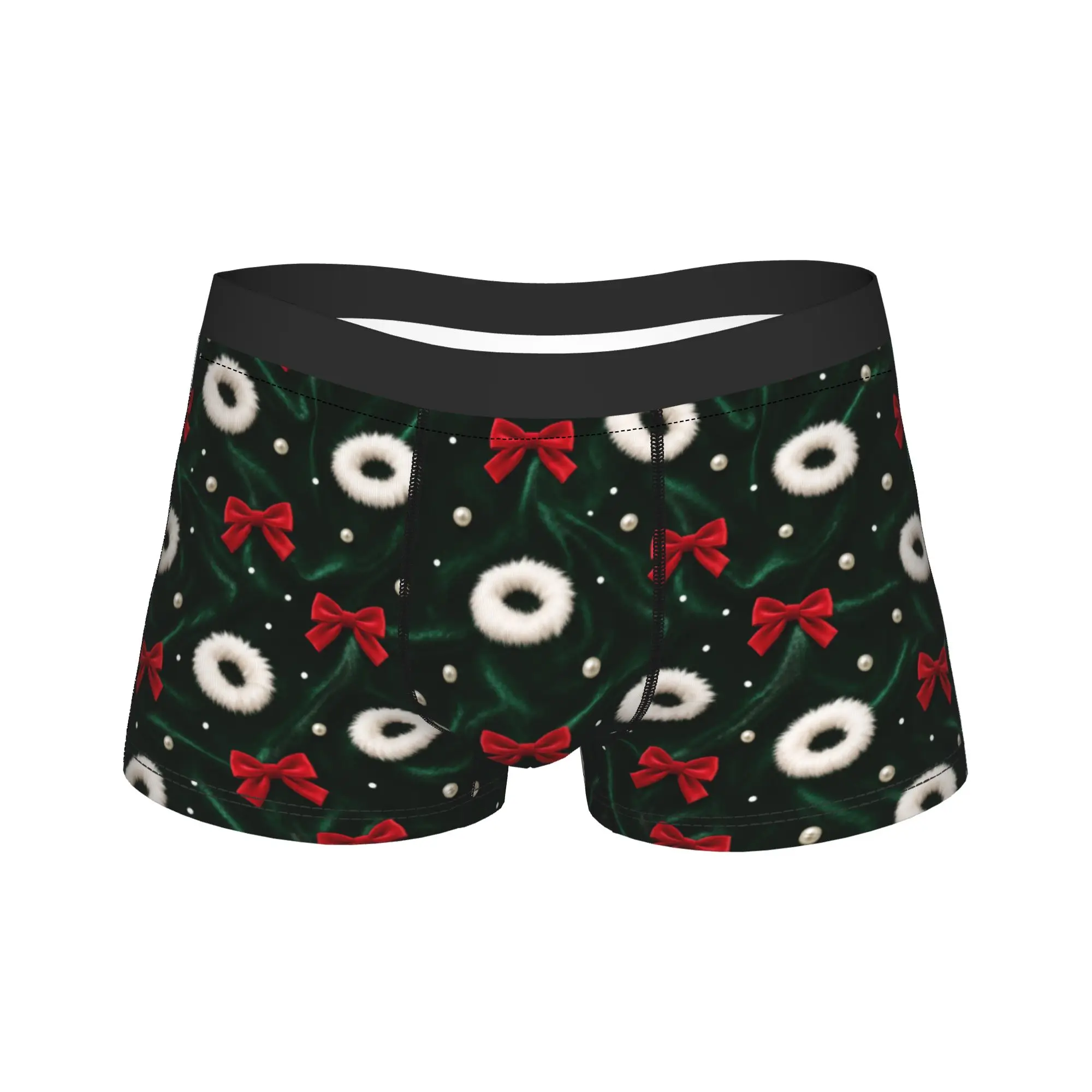 Grid Xmas Star Bows Boxer Brief  Underwear Trenky Men Elastic Boxer Shorts Design Plus Size Panties