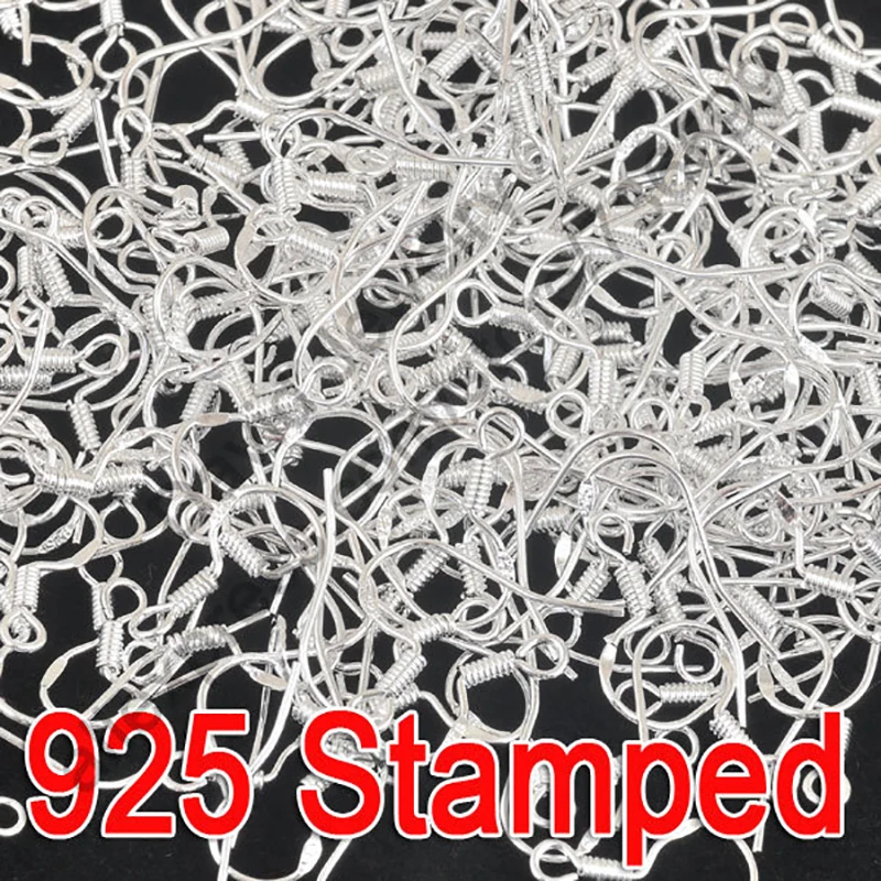 

400pcs Lot 15MM Making Jewelry Findings 925 Sterling Silver Fish Hook Earrings 925 Stamped Silver Hooks Earwire