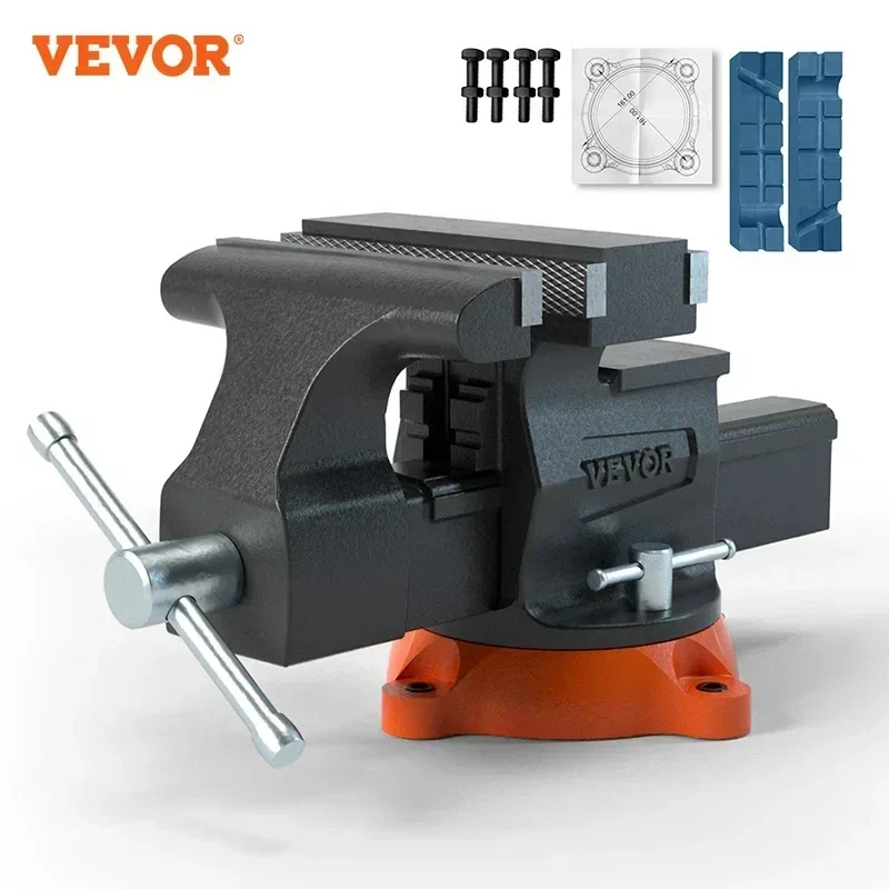 

VEVOR Bench Vise 4.5" 6" 6.5" Multipurpose with Swivel Base & Anvil Heavy Duty Cast Iron for Drilling, Conduit Cutting, Sanding