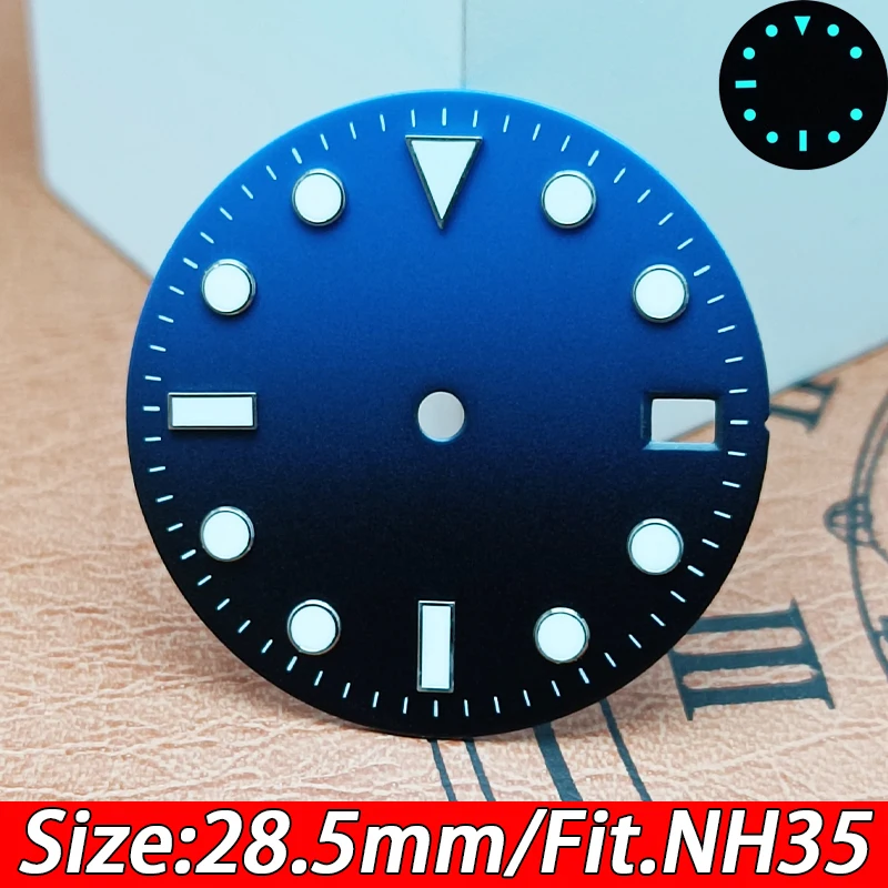 28.5mm high quality watch dial Green luminous calendar dial for NH35 movement watch accessories Watch repair