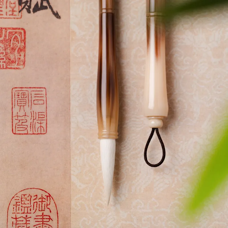 Large Size Goat Hair Calligraphy Brush Woolen Hair Spring Festival Couplets Writing Brush Ox Horn Handle Chinese Painting Brush