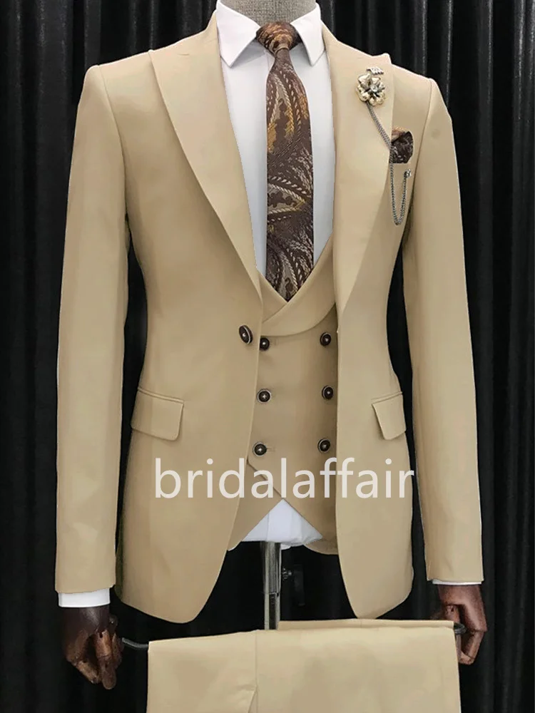 

Bridalaffair Men Suit Slim Fit Blazer Wedding Tuxedo Prom Groom Dress Customized British Style Jaket+Vest＋Pants