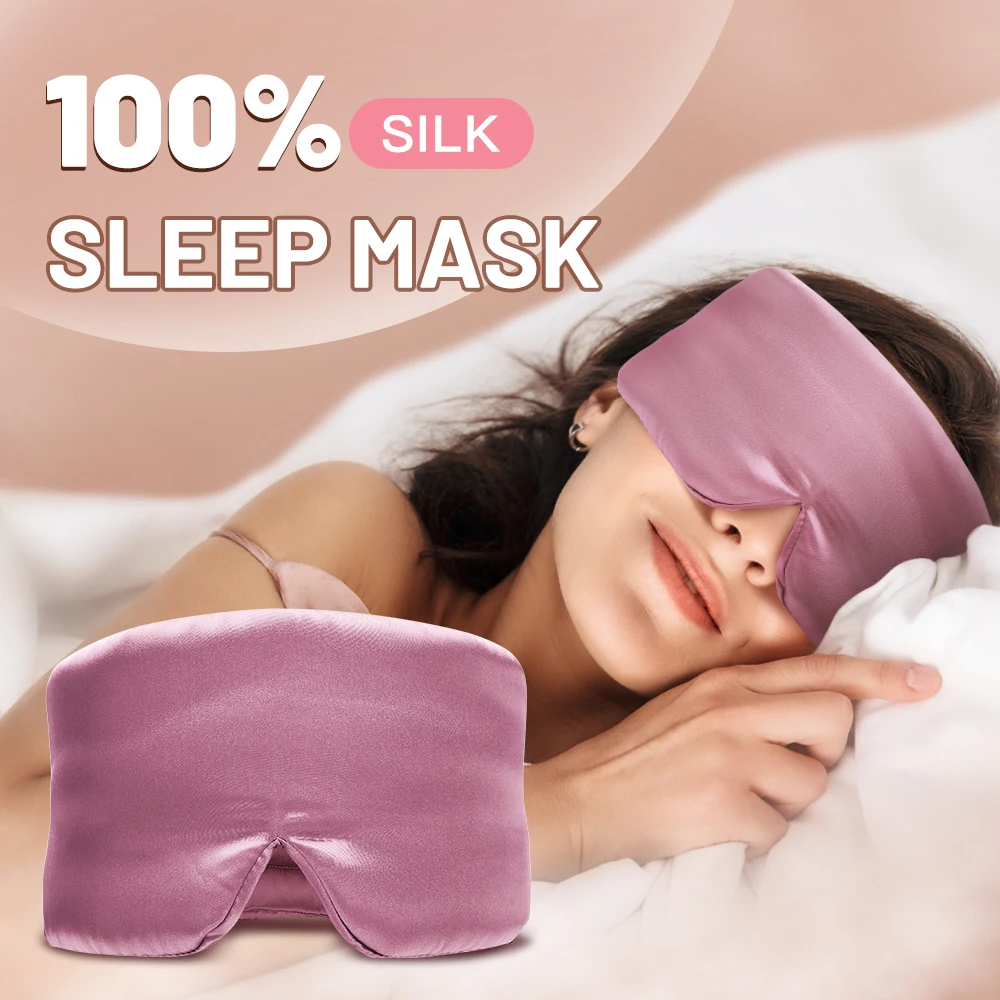

100% Mulberry Silk Sleep Mask Eye Mask with Adjustable Headband Eyepatch Blocking Light Eyemask for Travel & Nap Sleep Mask
