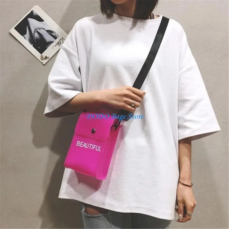 

Letter Print Candy Color Small Crossbody Bag PVC Jelly Clear Shoulder Purse Case