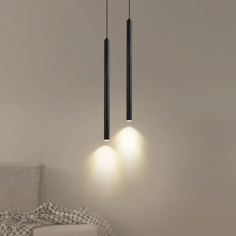 Minimalist Nordic Cylinder Pendant Light Long LED Hanging Ceiling Lamp Kitchen Island Bedroom Living Room Modern Home Decor