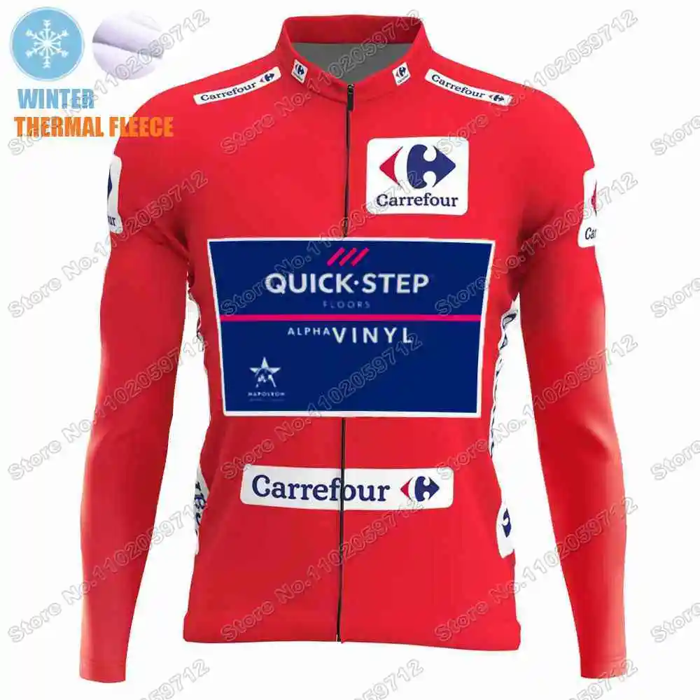 2022 Quick Step Red Cycling Jersey Winter Set Spain Tour Cycling Clothing Men Remco Evenepoel Road Bike jacket Suit MTB Maillot