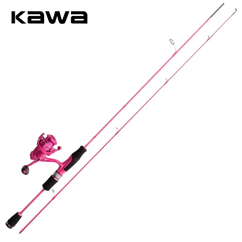 kawa Carbon Fiber Fishing Rod Super Light Pink Color Super Soft Rod UL Action 2 Sections Portable For Fishing