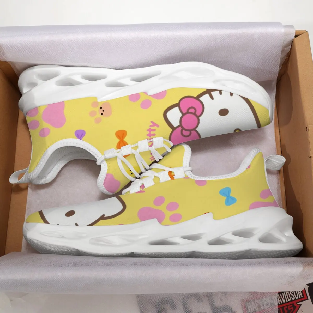 Спортивная обувь с мультяшным принтом «Hello Kitty» для девочек, легкая дышащая уличная женская обувь, мужские кроссовки для бега и ходьбы Disney