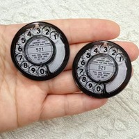 10pcs acrylic retro phone dialing pendants, DIY jewelry making kit, suitable for earrings, necklaces, keychains accessory