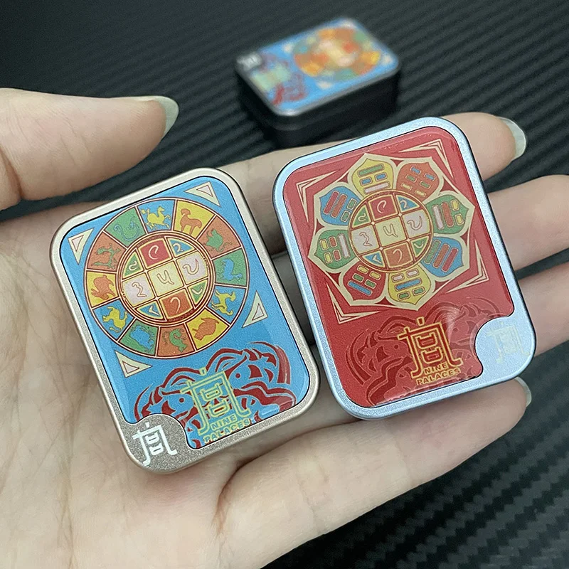 The Nine Palaces Grid Aluminum Alloy Fidget Spinner Mechanical Push Slider Fidgets Toys Office Desk Accessories Fidgets Slider
